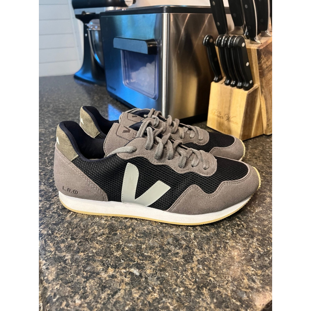 Veja Men's Athletic Sneakers in Black, Gray & Gum - Picture 5 of 12